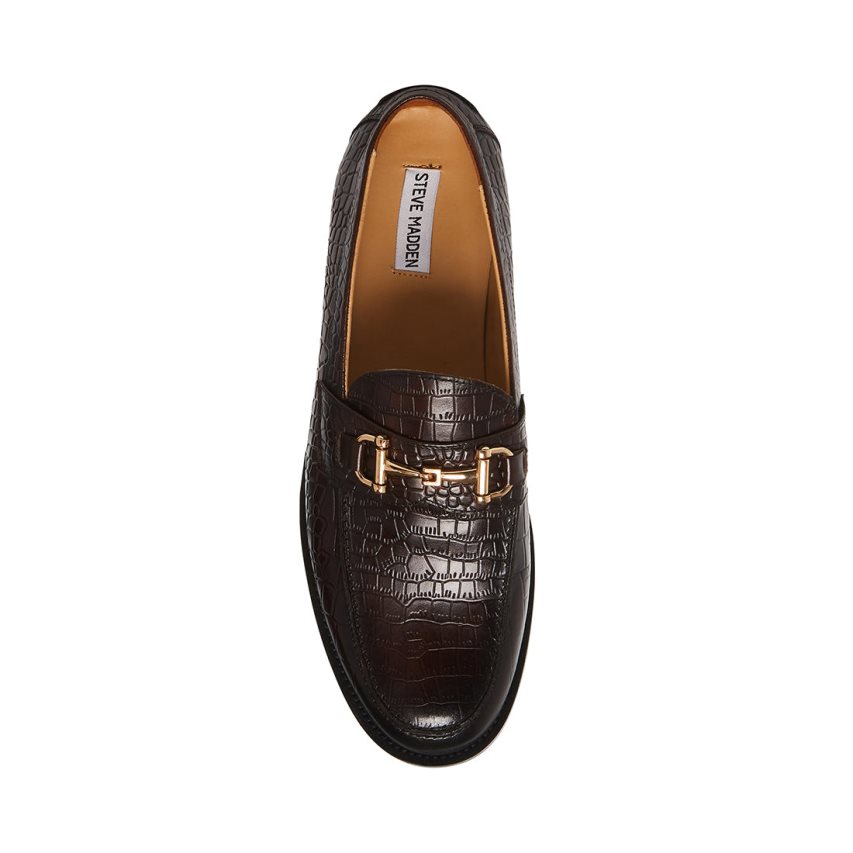 Chocolate Steve Madden Wallace Crocodile Men's Loafers | PH 7165UFN